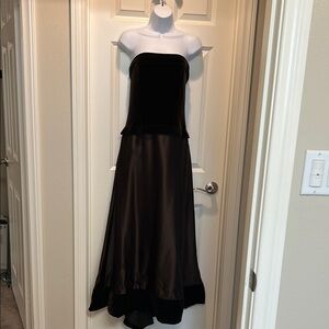 Elegant Chocolate Velvet and Satin Dress from Saks